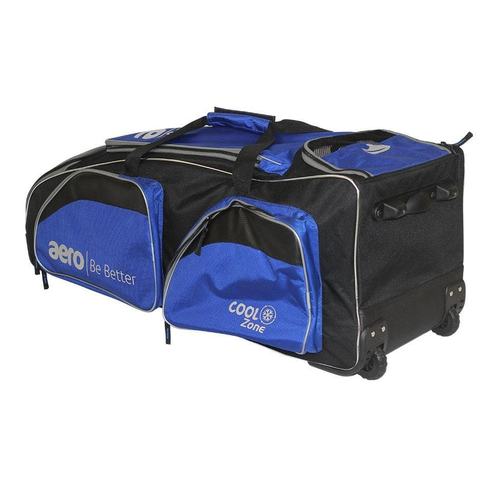 Aero Cricket Bags Blue with Black Highlights Aero B1 Maxi Wheelie Cricket Bag