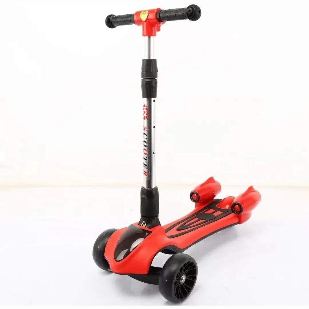 Bikes & Trikes Scooter with Spray Red Red Kids Kick Three Wheel Scooter with Spray Flame Music and Light