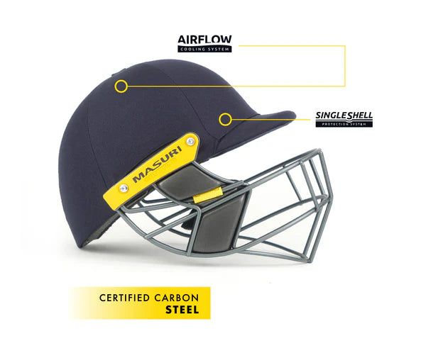 Masuri T-Line Titanium Senior Cricket Batting Helmet with StemGuard – Titanium Grille Cricket Helmet