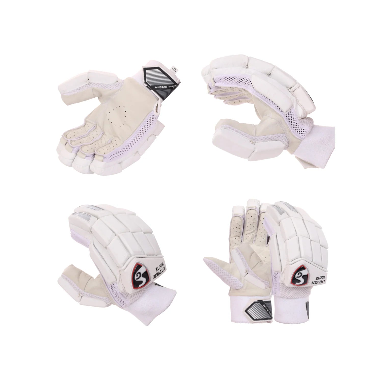 SG Litevate White Adults Cricket Batting Gloves