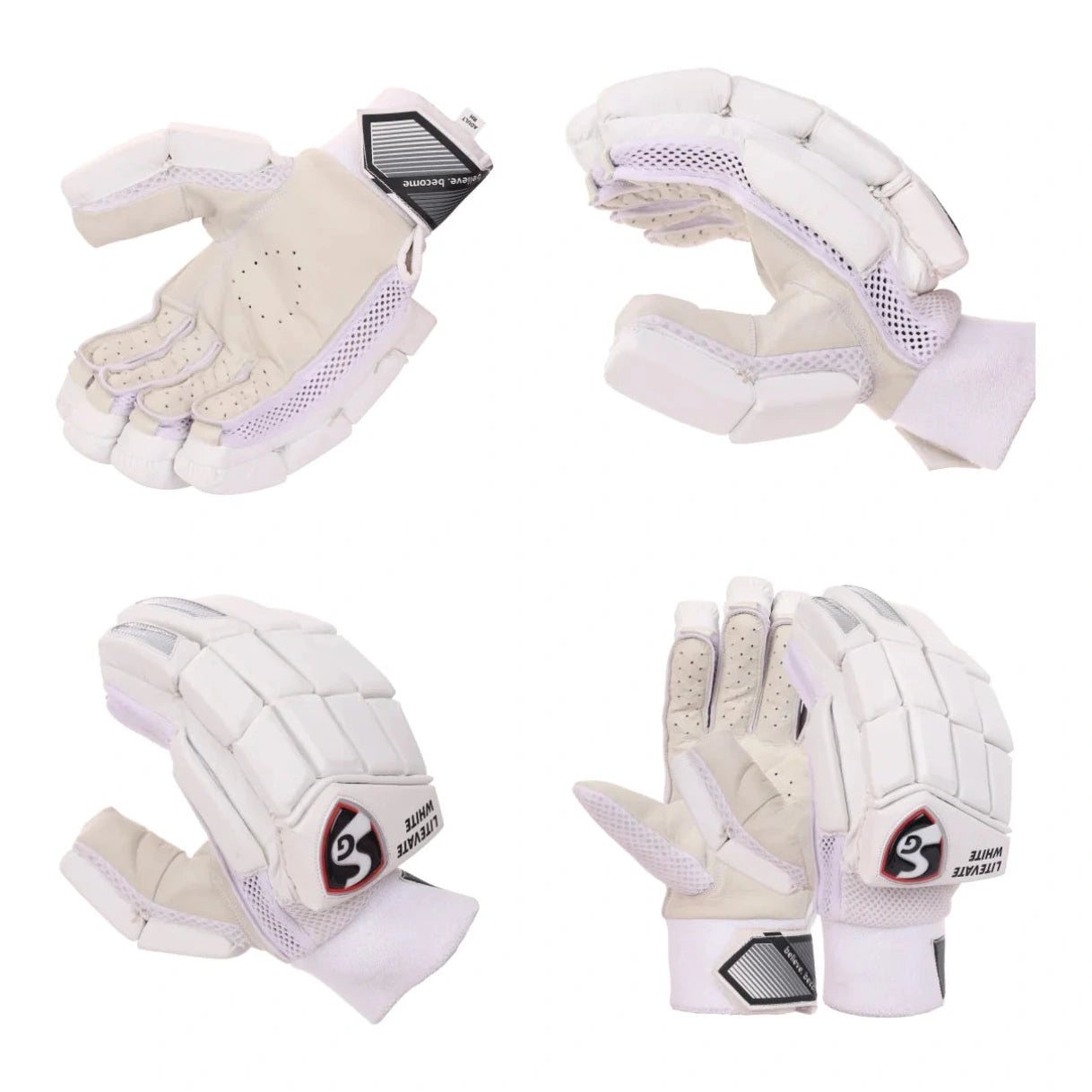 SG Litevate White Junior Cricket Batting Gloves