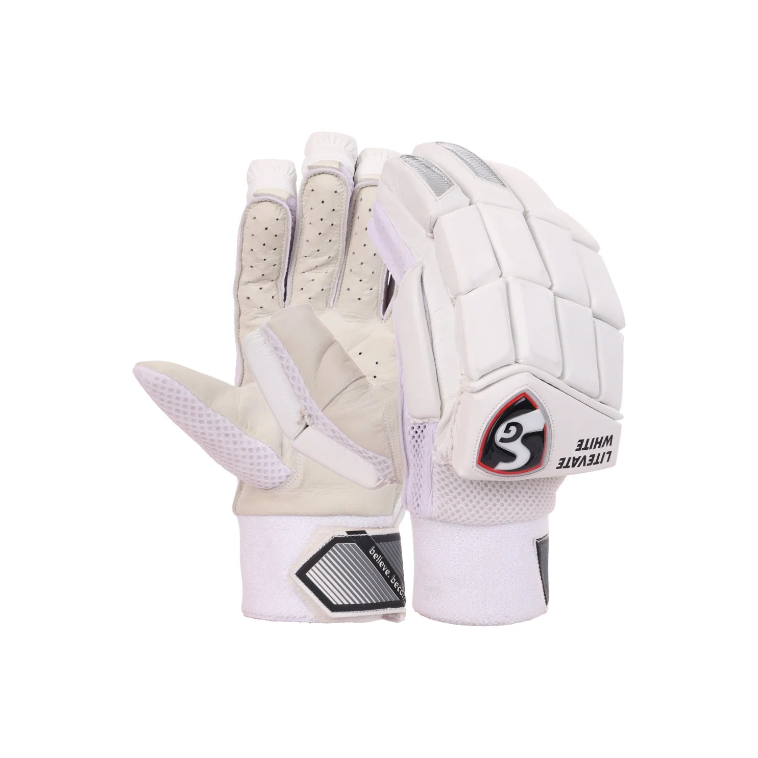 SG Litevate White Adults Cricket Batting Gloves