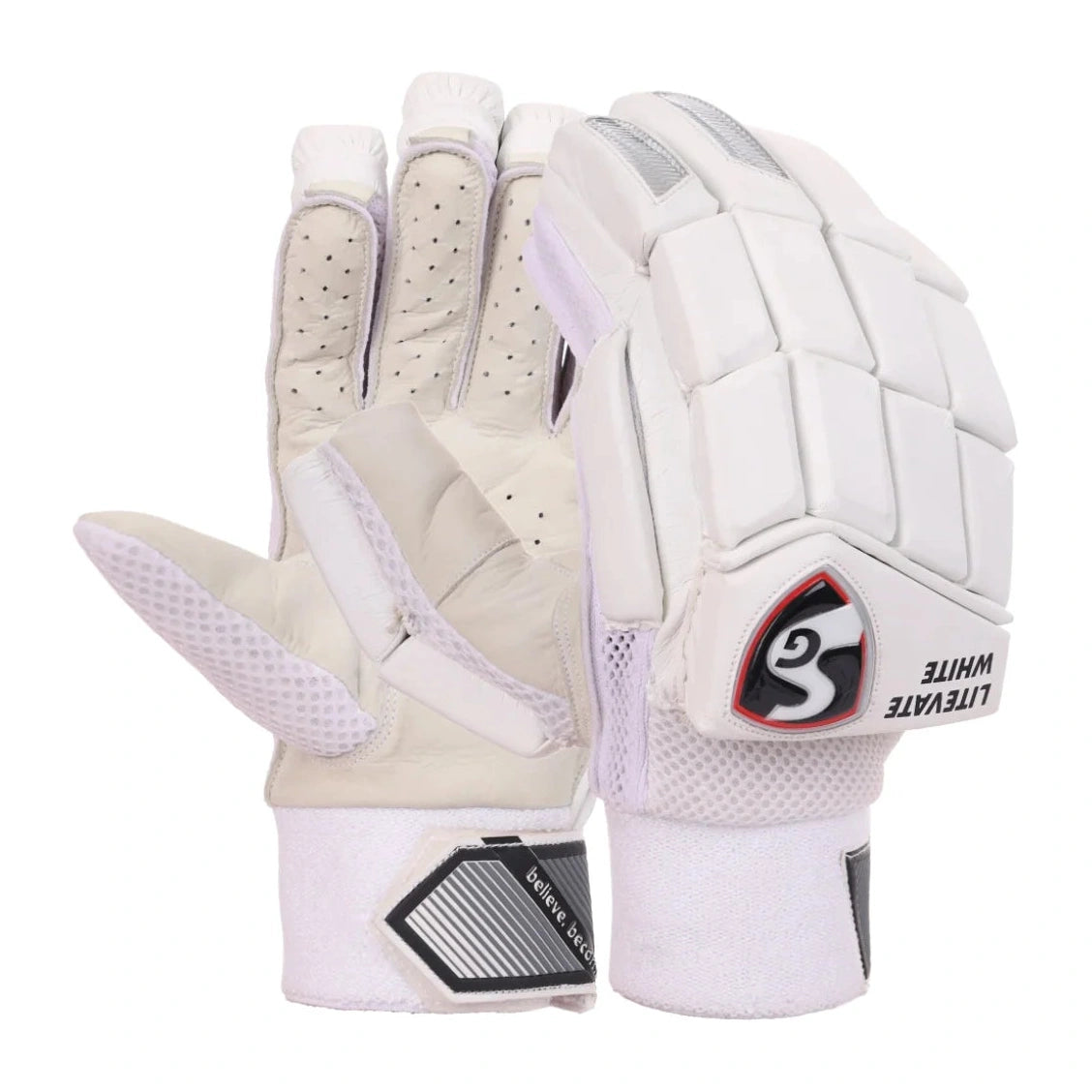 SG Litevate White Junior Cricket Batting Gloves
