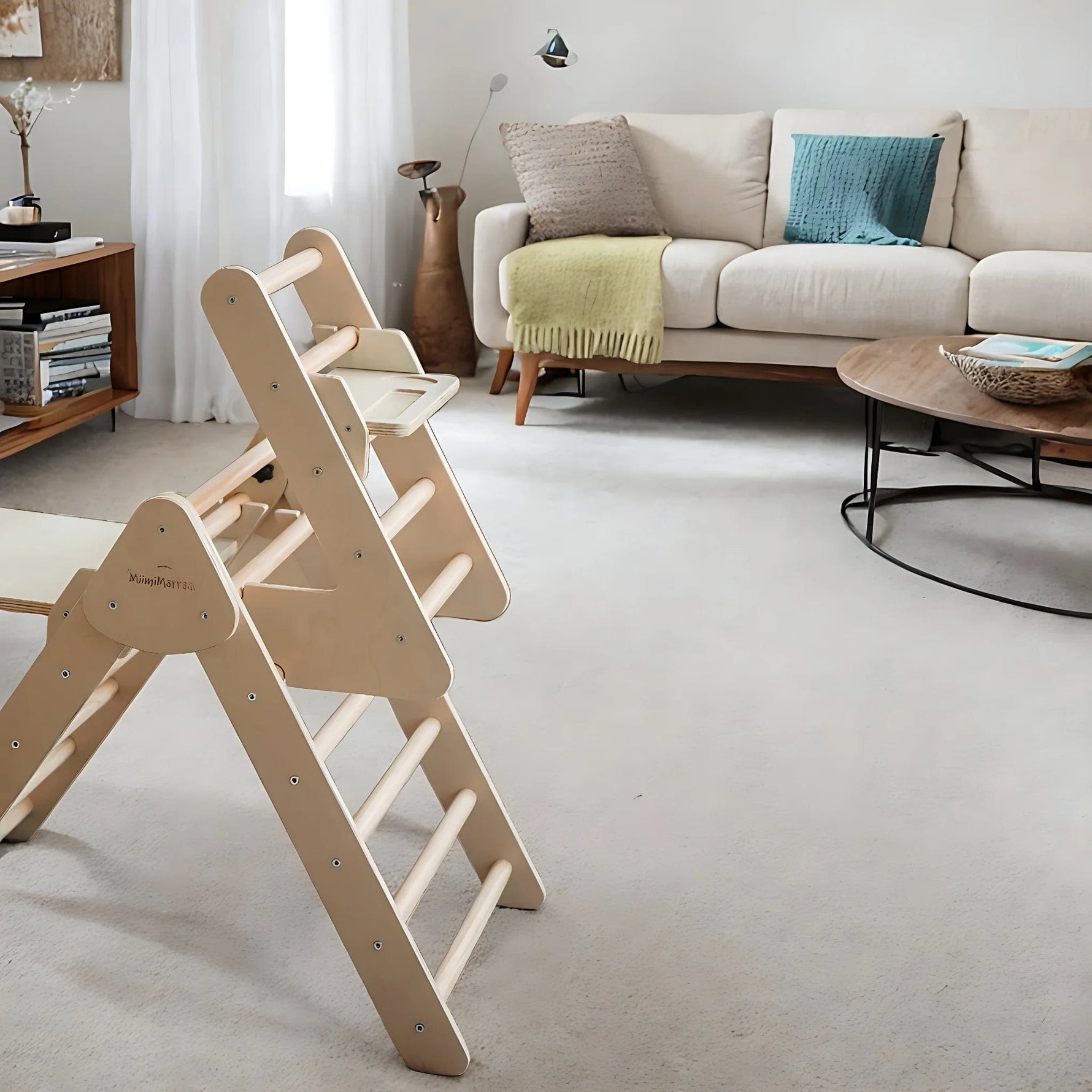 MiimiMarraal Furniture Montessori Pikler Wooden Climber Triangle with Multipurpose Table & Chair