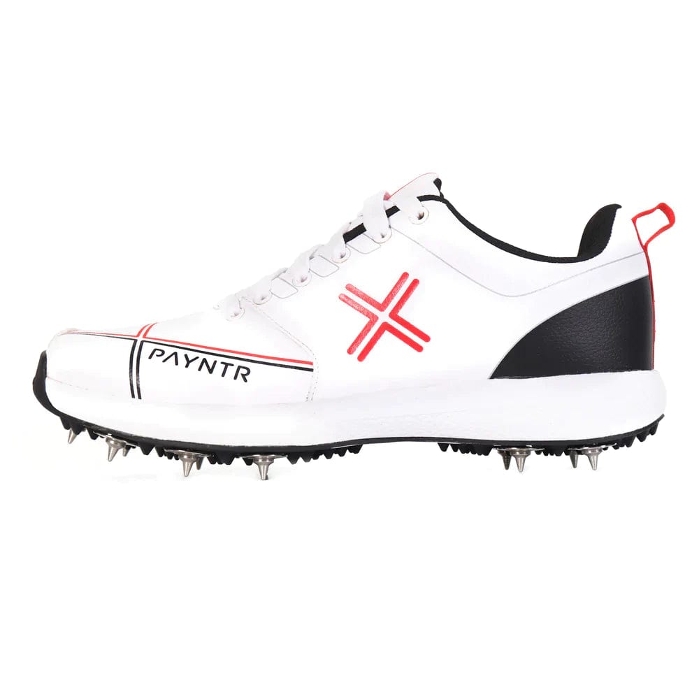 Payntr Footwear 5.5 / White/ Black Payntr X Batting Spike Cricket Shoes