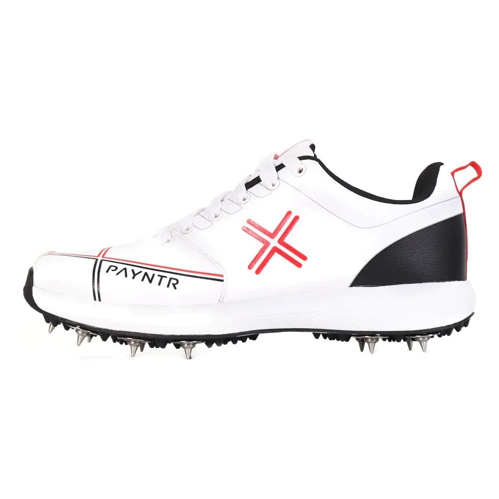 Payntr Footwear 5.5 / White/ Black Payntr X Batting Spike Cricket Shoes