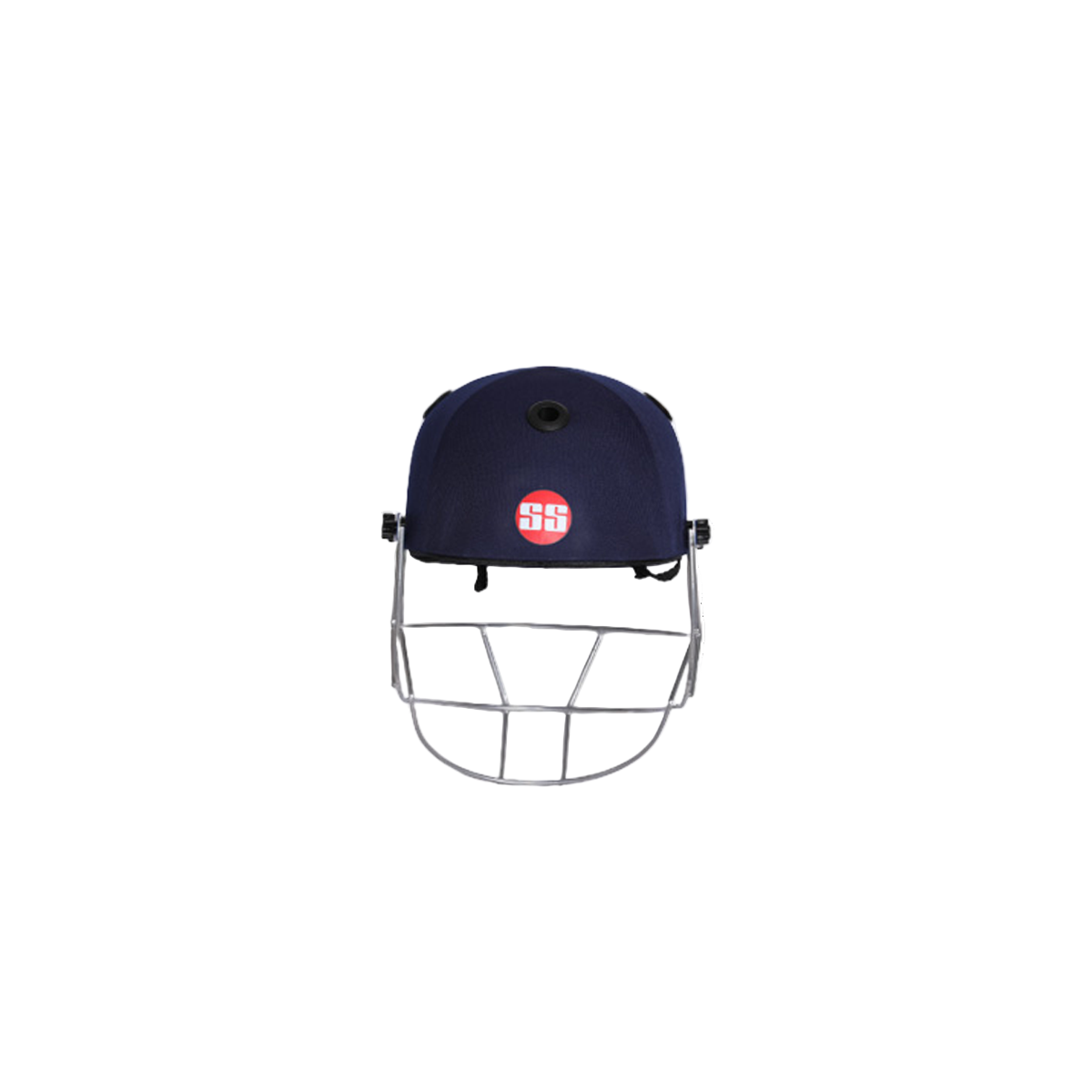 Navy blue cricket helmet with a ss brand logo on a white background