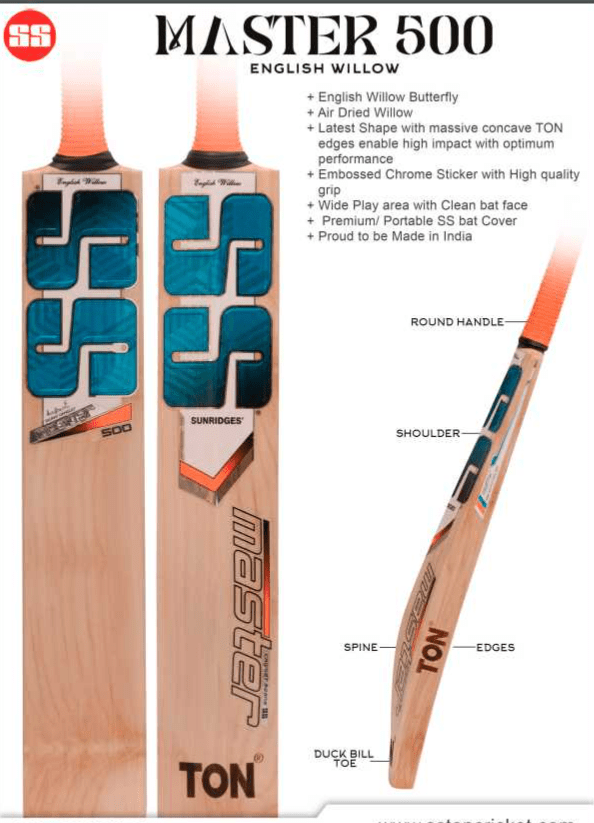 SS Cricket Bats Short Hand / 2'8 SS Master 500 Adult Cricket Bat