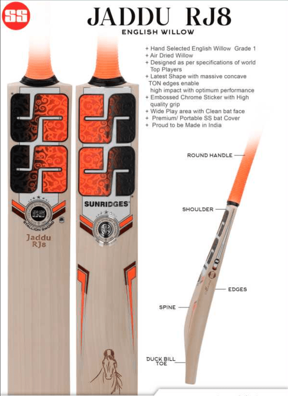 SS Cricket Bats Short Hand / Light 2lbs 8oz - 2lbs 10oz SS Jaddu RJ8 Adult Cricket Bat