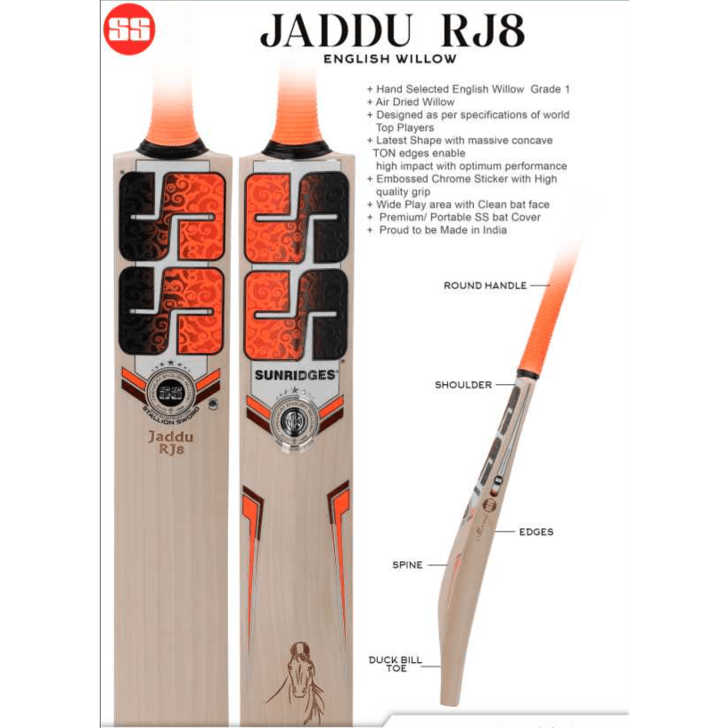 SS Cricket Bats Short Hand / Light 2lbs 8oz - 2lbs 10oz SS Jaddu RJ8 Adult Cricket Bat