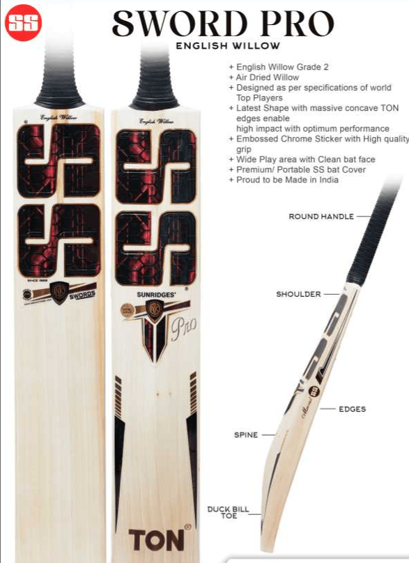 SS Cricket Bats Short Handle / 2'8 SS Sword Pro Adult Cricket Bat