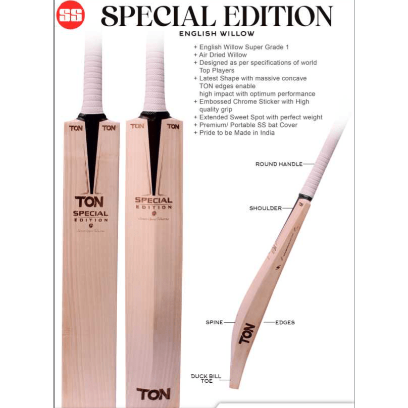 SS Cricket Bats Short Handle / 2'8 SS Ton Special Edition Adult Cricket Bat
