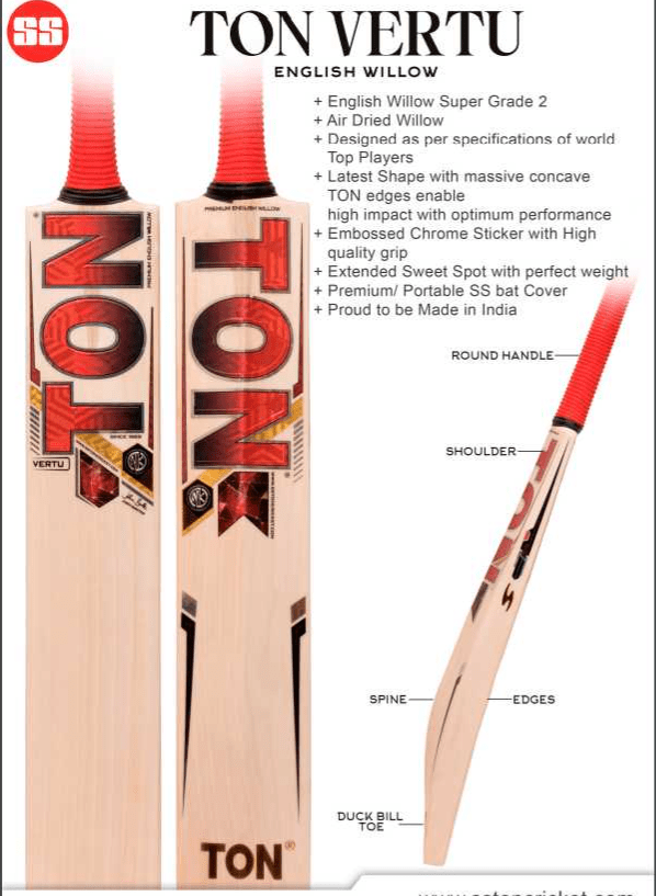 SS Cricket Bats Short Handle / 2'8 SS Ton Vertu Adult Cricket Bat