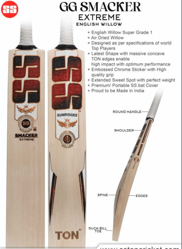 SS Cricket Bats Short Handle / Light 2lbs 8oz - 2lbs 10oz SS GG Smacker Xtreme Adult Cricket Bat