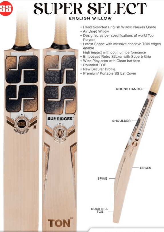 SS Cricket Bats Short Handle / Light 2lbs 8oz - 2lbs 10oz SS Super Select Adult Cricket Bat