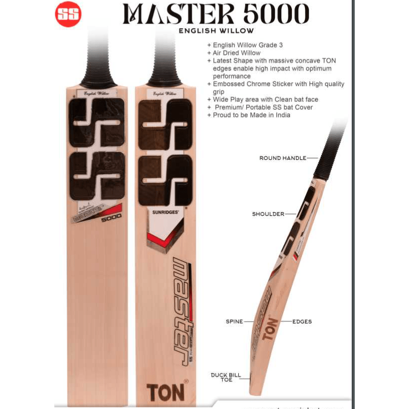 SS Cricket Bats Short Handle / Medium 2lbs 8oz - 2lbs 10oz SS Master 5000 Senior Cricket Bat