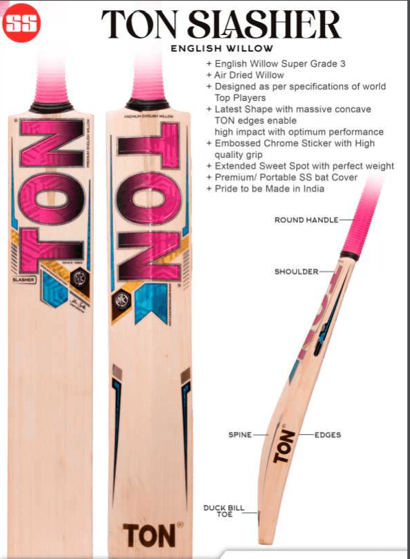 SS Cricket Bats Short Handle / Medium 2lbs 8oz - 2lbs 10oz SS Ton Slasher Senior Cricket Bat