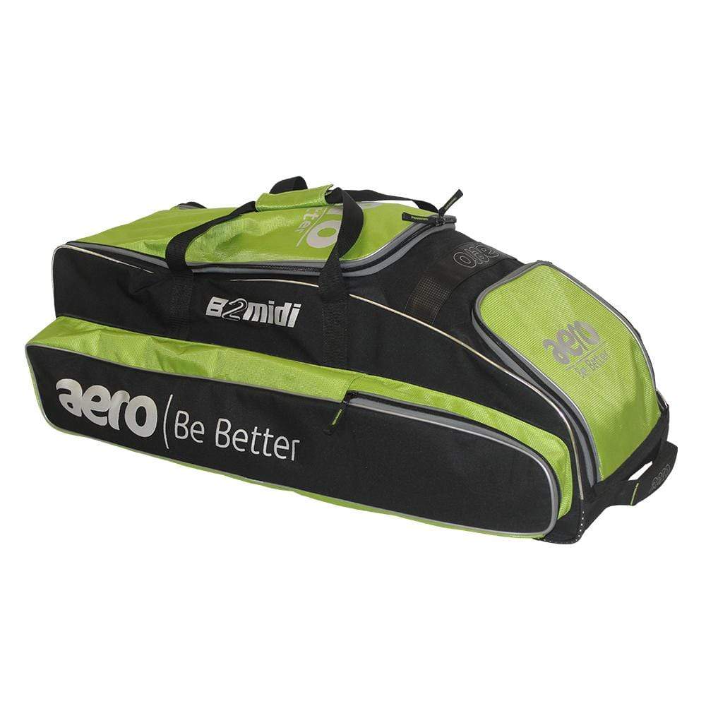 Aero Cricket Bags Green with Black Highlights Aero B2 Midi Wheelie Cricket Bag