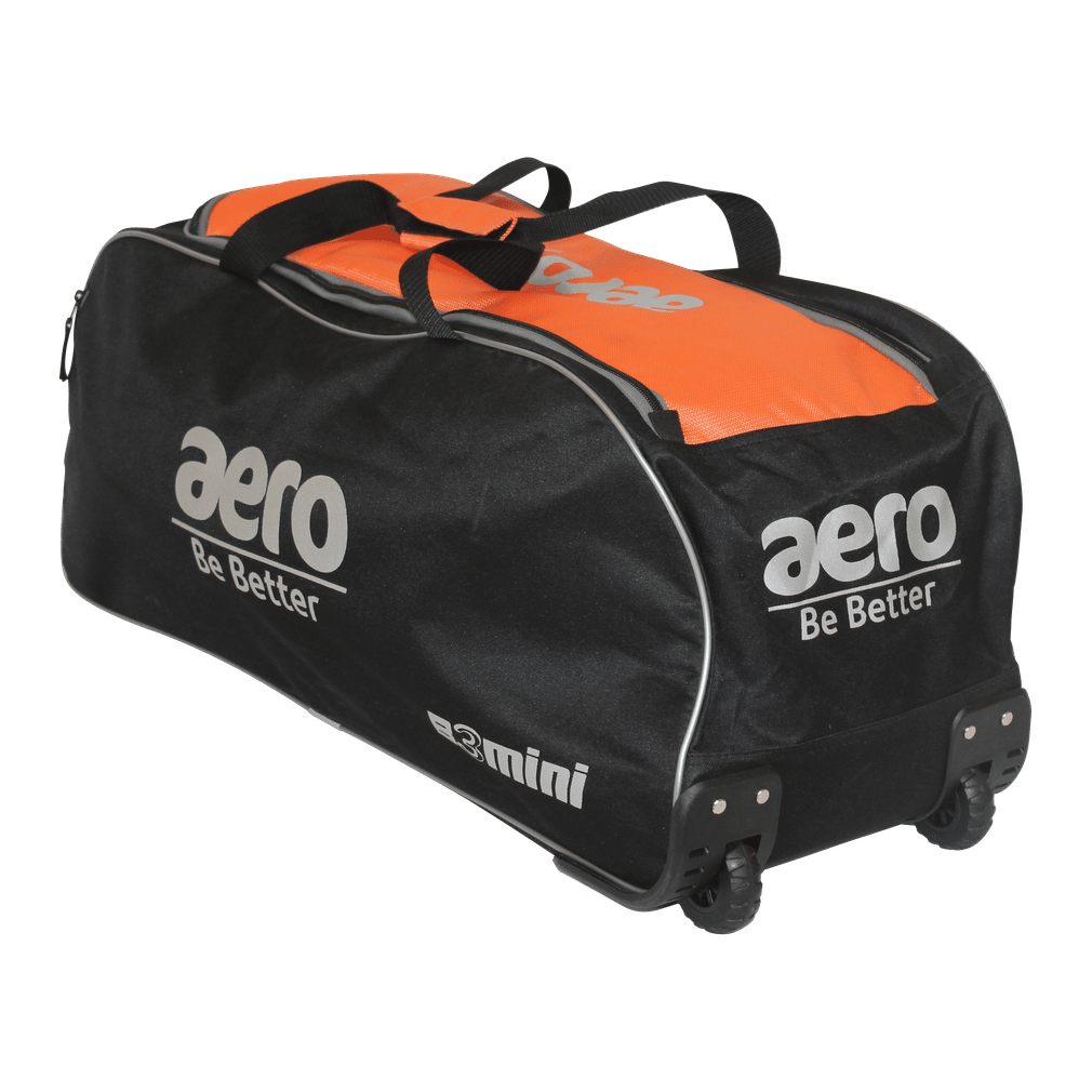 Aero Cricket Bags Orange with Black Highlights Aero B3 Mini Wheelie Cricket Bag