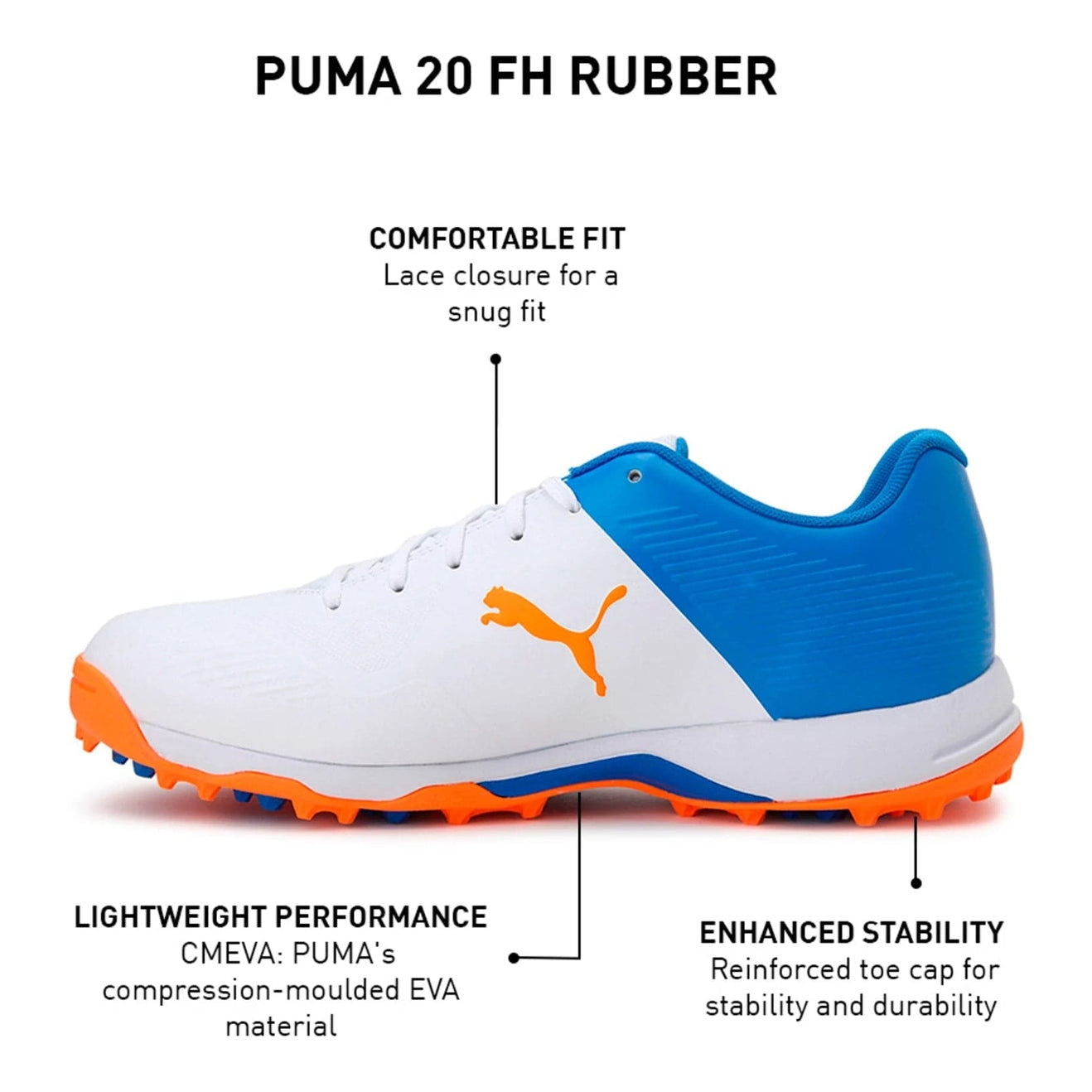 Puma Footwear White / 12 Puma 20 FH Rubber Cricket Shoes