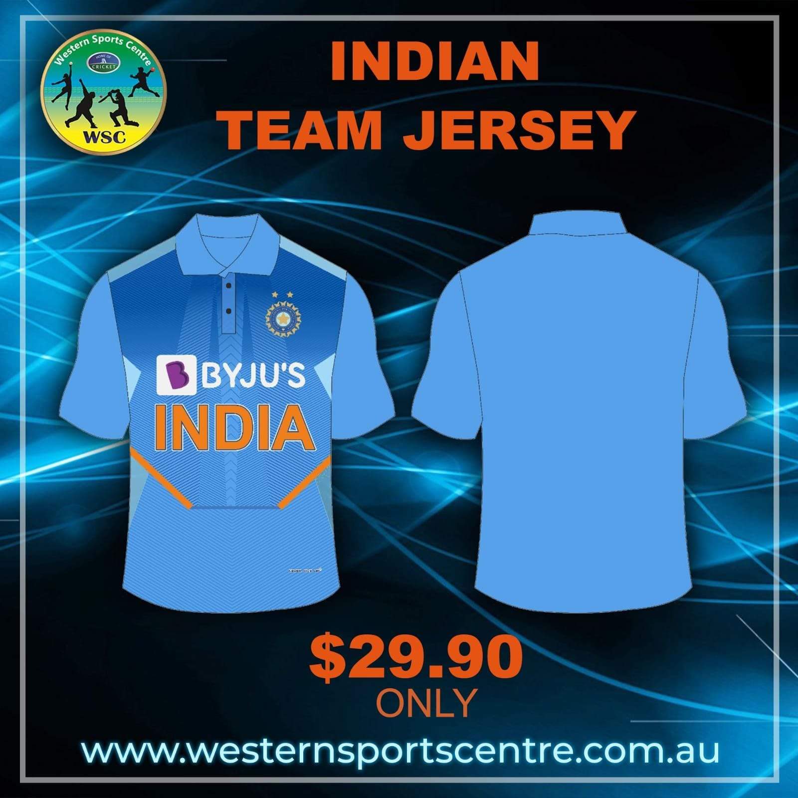 WSC Clothing 6 / Blue Indian Cricket Team Replica Shirt